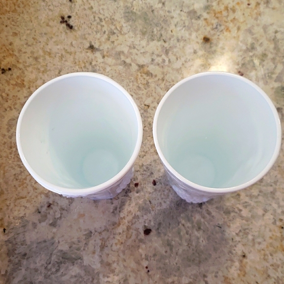 Two Grape Pattern Milk Glass Cups - Picture 2 of 8